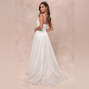 Lulus Yours Eternally White Organza Embroidered Wedding Dress Gown Size S Small